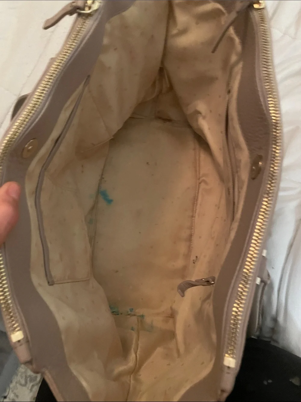 kate spade pebble leather tote in light taupe blush